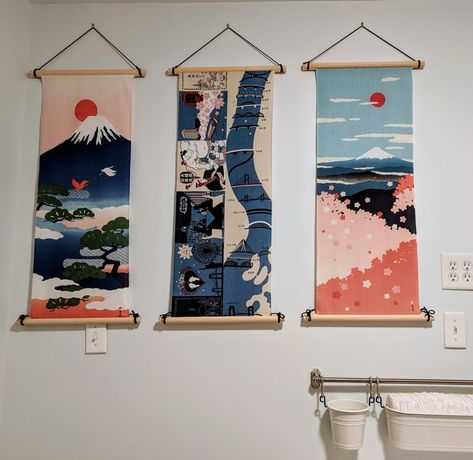 AmazonSmile: Tenugui Tapestry Natural Color Wood Hanger Made in Japan: Home & Kitchen Wooden Wall Hanger, Japanese Tapestry, Tapestry Hanger, Japan Home, Wood Hanger, Wood Hangers, House Decoration, Wooden Wall, Wall Hanger