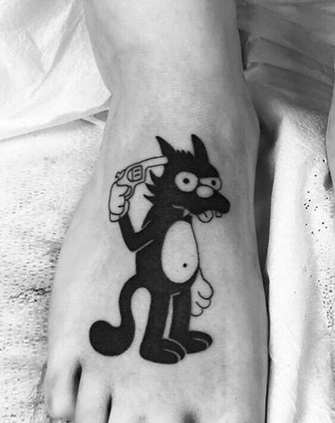 Mad Tv Tattoo, Itchy And Scratchy Tattoo, Scratchy Tattoo, Vintage Cartoon Tattoo, Star Sleeve Tattoo, Kitten Tattoo, Simpsons Tattoo, Character Tattoos, Spooky Tattoos