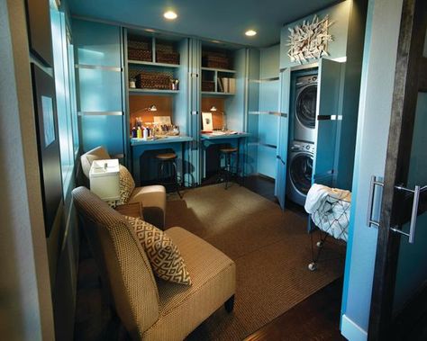 Award-winning multi-purpose room from Infinity Home Collection Denver CO Laundry Craft Rooms, Stylish Laundry Room, Basement Laundry Room, Basement Laundry, Laundry Room Layouts, Modern Laundry Rooms, Dream Craft Room, Laundry Room Cabinets, Interior Remodel