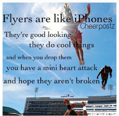 Funny Cheer Quotes, Quotes For Him Funny, Cheer Flyer, Cheerleading Quotes, Cheerleading Cheers, One Direction Shirts, Cheer Workouts, Cheer Someone Up, Cheer Stunts