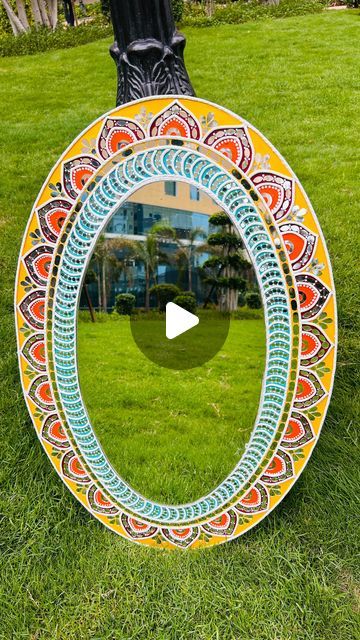 Oval Shape Mirror, Shape Mirror, Art Mirror, Lippan Art, Art Mosaic, Frame Gift, Master Piece, Dressing Area, Diy Crafts Paper Flowers