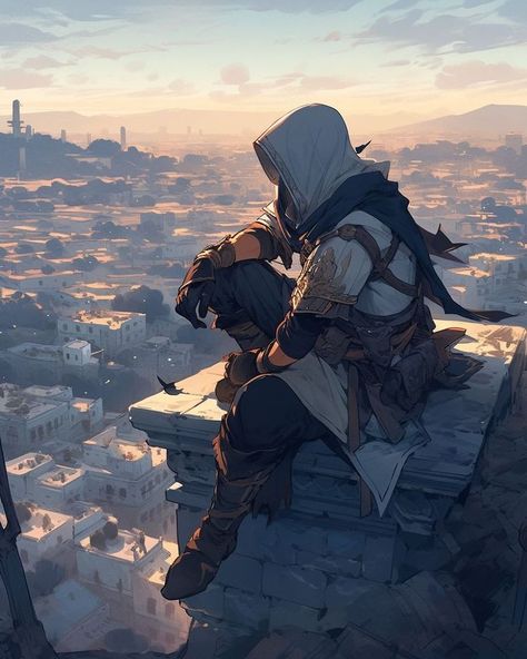 Assassins Creed Painting, Assassin’s Creed Concept Art, Assassin Creed Aesthetic, Assassin's Creed Aesthetic, Assasin Anime, Assassins Creed Concept Art, Assassins Creed Pfp, Fantasy Assassin Art, Assassin's Creed Fanart