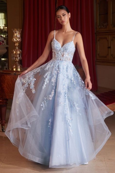 Long Ball Dresses, Gown Cinderella, Corset Ball Gowns, Neck Corset, Tulle Balls, Cinderella Divine, Layered Tulle Skirt, Floral Corset, Prom Ball Gown