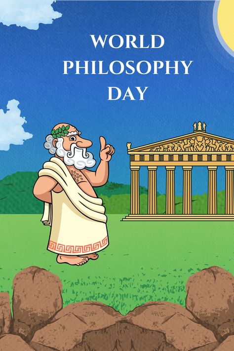 World Philosophy Day, Art Deco Frame, God's Wisdom, National Days, Socrates, Philosophy Quotes, National Holidays, International Day, Quotes To Live By