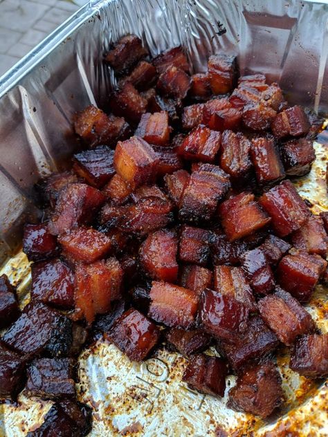 Pork Belly 'Bacon' Burnt Ends: 6 Steps (with Pictures) Pork Belly Burnt Ends Oven Recipes, Pork Belly Burnt Ends In The Oven, Pork Belly In Oven, Bacon Ends, Bbq Favorites, Pork Belly Recipes Crispy, Pork Belly Burnt Ends, Smoker Cooking, Pork Belly Recipes