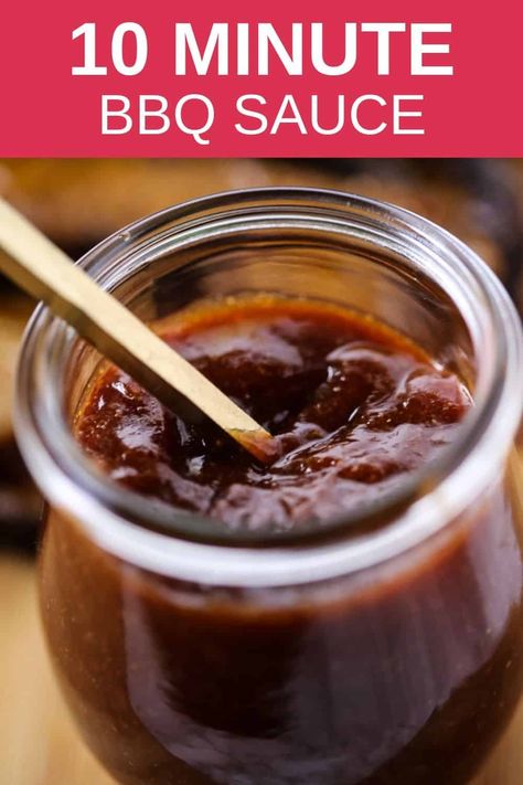 This Homemade Barbecue Sauce is a quick and easy condiment for all of your summer grilling.  It comes together in 10 minutes and is incredibly flavorful.  #itisakeeper #BBQ #Grilling #barbecue Bbq Sauce From Scratch, Homemade Honey Bbq Sauce, Homemade Barbecue Sauce Recipe, Easy Bbq Sauce, Bbq Sauce Homemade Easy, Recipe With Honey, Make Bbq Sauce, Homemade Bbq Sauce Recipe, How To Make Bbq