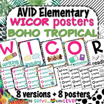 These posters can be printed and displayed on your classroom wall or bulletin board to feature the "WICOR" strategies you will use in your AVID elementary school. There are also pages that include the entire acronym on one page. These can be printed on a regular printer or on a poster-sized printer ... Classroom I Can Statement Board, Avid Reading Strategies, Avid Bulletin Boards, Avid Wicor Bulletin Boards, Avid Strategies, Classroom Layout, Classroom Supplies, Tropical Colors, Classroom Rules