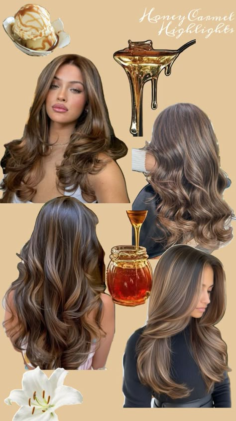 Carmel Highlights, Dark Brown Hair Balayage, Light Brunette Hair, Brown Hair Ideas, Black Hair Balayage, Honey Brown Hair, Brown Hair Looks, New Hair Ideas, Brown Hair Inspo