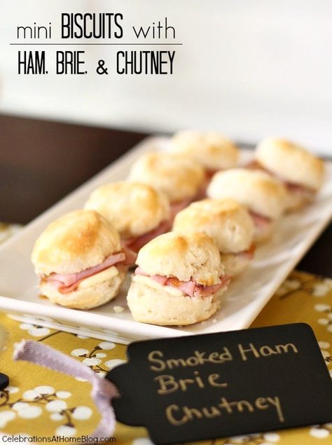 3 Quick & Easy Appetizers for Entertaining — Celebrations at Home Ham And Biscuit Recipes, Country Ham Biscuits Mini, Mini Ham Biscuits, Appetizers Using Biscuits, Mini Ham Biscuits Appetizers, Mini Biscuits Appetizers, Ham Biscuits Southern, Ham Appetizers For Party, Biscuit Sandwiches Ideas