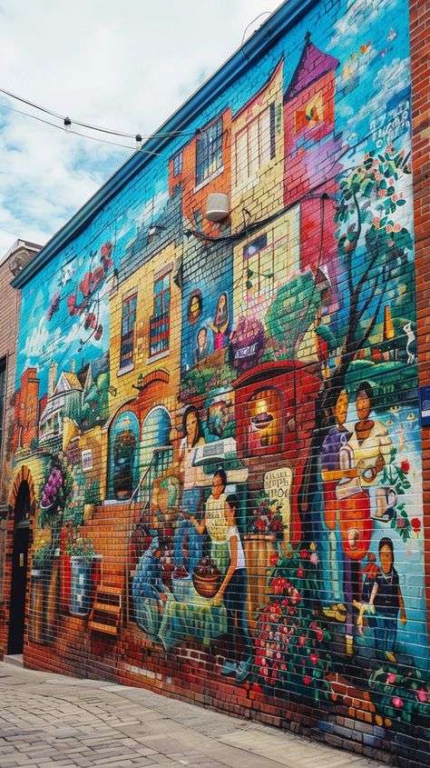 "Vibrant #StreetArt: A beautiful, colorful mural brings life to the urban landscape with its depiction of #CommunityArt. #mural #art #street #vibrant #community #aiart #aiphoto #stockcake ⬇️ Download and 📝 Prompt 👉 https://stockcake.com/i/vibrant-street-art_641406_1021341" Oc Stuff, Family Nature, Street Mural, Colorful Murals, Amazing Street Art, Urban Street Art, Cat Flowers, Christmas Travel, Street Culture