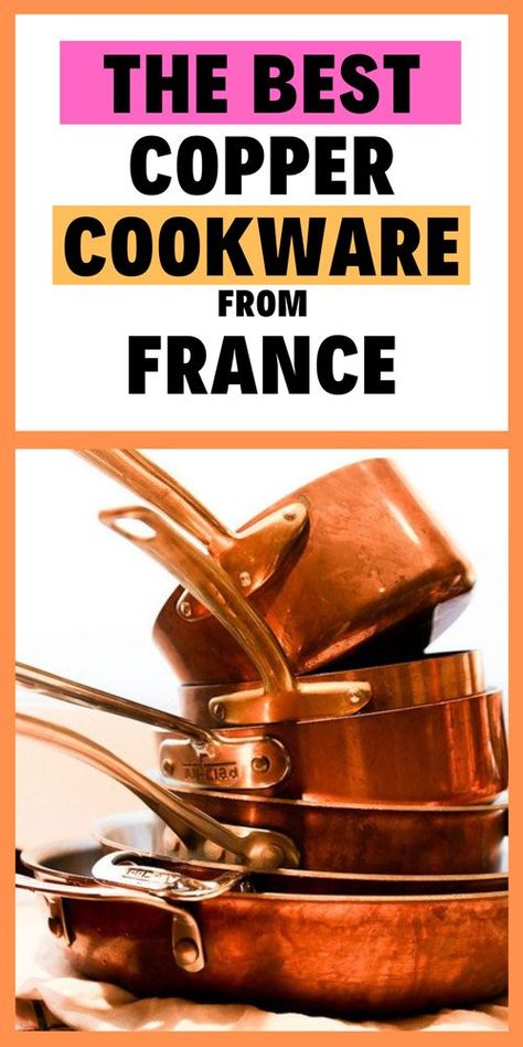 Looking for tips and tricks about French copper cookware? In this guide, You’ll learn how to choose the best copper pots and pans from France, where to buy it, how to clean copper pans, but also how to decorate with copper in kitchens. #frenchcountry #frenchcopper #coppercookware #frenchdecor Copper In Kitchen, Copper Pots Kitchen, Copper Kitchen Accents, Country Color Palette, French Country Color Palette, Copper Cooking Pan, Copper Pots And Pans, Copper Kitchen Backsplash, Clean Copper