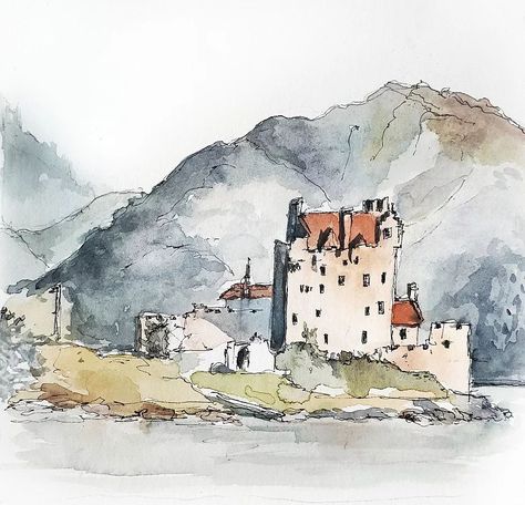 Nathalie Dauvilliers (@ndauvilliers) posted on Instagram: “Memories of Scotland Eilean Donan Castle, magical place... Souvenir d'Écosse Eilean Donan .. #drawing #sketch #sketchers #inkandwatercolor…” • Apr 13, 2022 at 5:40pm UTC Scotland Drawing, Castle Magical, Eilean Donan Castle, Eilean Donan, Scottish Islands, Magical Places, Drawing Sketch, Art Inspo, Scotland