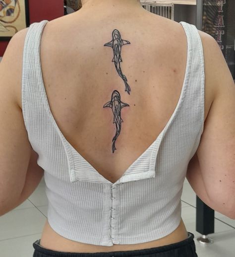 Shark Spine Tattoos For Women, Shark Spine Tattoo, Hammerhead Shark Tattoo, Shark Tattoos, Spine Tattoo, Spine Tattoos For Women, Spine Tattoos, Discreet Tattoos, Dream Tattoos