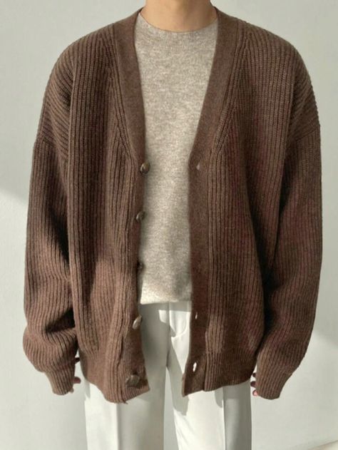 DAZY Men Drop Shoulder Cardigan | SHEIN USA Cardigan Aesthetic Men, Cardigan Aesthetic, Shoulder Cardigan, Aesthetic Men, Drop Shoulder Cardigan, Mens Cardigan, Drop Shoulder