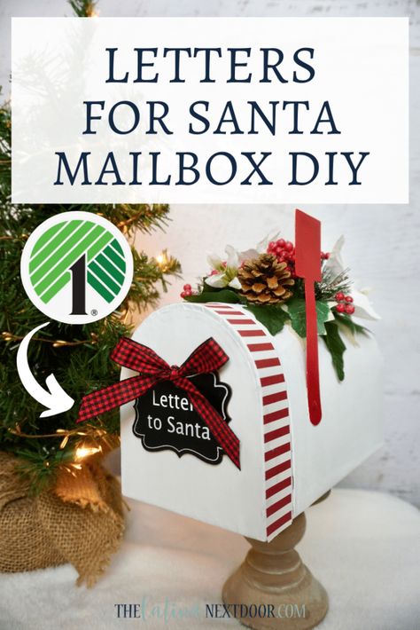 Dollar Tree Letters for Santa Mailbox - The Latina Next Door How To Make A Mailbox For Santa Letters, Letters For Santa Mailbox Diy, Santa Letter Mailbox Diy, Diy Santa Mailbox Outdoor, Mailbox For Santa, Dollar Tree Mailbox Diy, Santa Mailbox Ideas, Santa Mailbox Diy, Diy Santa Mailbox Ideas