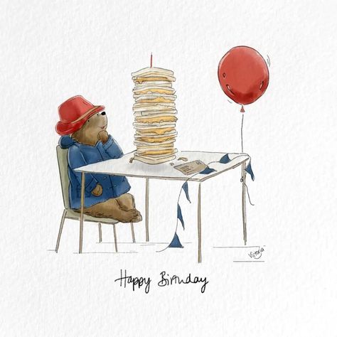 Illustrated by Victoria on Instagram: “HAPPY BIRTHDAY PADDINGTON! 'On the eve of his birthday, Paddington marvelled at the Marmalade Sandwich tower that Mrs Brown had made…” Paddington Bear Drawing Easy, Paddington Marmalade, Happy Birthday Illustration Art, Paddington Birthday Party, Paddington Birthday, Paddington Party, Birthday Funnies, Marmalade Sandwich, Paddington Bear Party