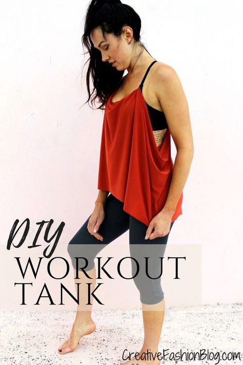 diy workout shirt tutorial . lulu lemon knockoff bra refashion sewing project Diy Workout Tank, Diy Workout Shirt, Umgestaltete Shirts, Cut Shirt Designs, How To Wear Shirt, Diy Workout, Fitness Tank Top, Clothing Upcycle, Shirt Tutorial