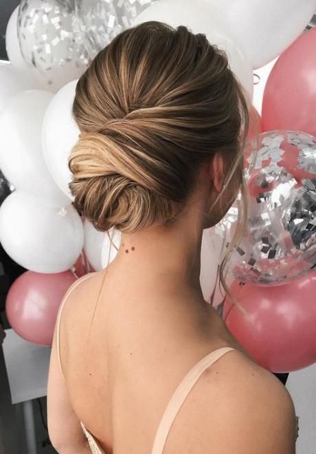 Chignon Updo Front View, Medium Length Low Updos, Maid Of Honor Up Do Hairstyles, Loose Textured Low Bun, Up Dos For Medium Hair With Braids, Loose Knot Bun, Chic Bridal Ponytail, Hair Updos Brunette, Front Of Wedding Updo