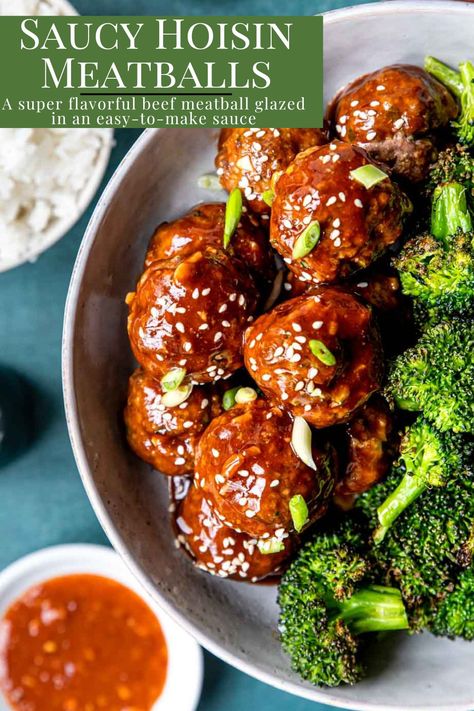 Saucy Hoisin Meatballs - Mom's Dinner Traditional Meatballs, Hoisin Meatballs, Homemade Hoisin Sauce, Best Pork Tenderloin Recipe, Meatballs Beef, Ground Chicken Meatballs, Glazed Meatballs, Tenderloin Recipe, Sesame Ginger