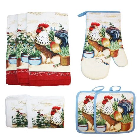 Amazon Kitchen Decor, Rooster Kitchen Decor, Chicken Kitchen, Rooster Kitchen, Decorative Kitchen Towels, Rooster Decor, Kitchen Dish Towel, Kitchen Towel Set, Kitchen Gift