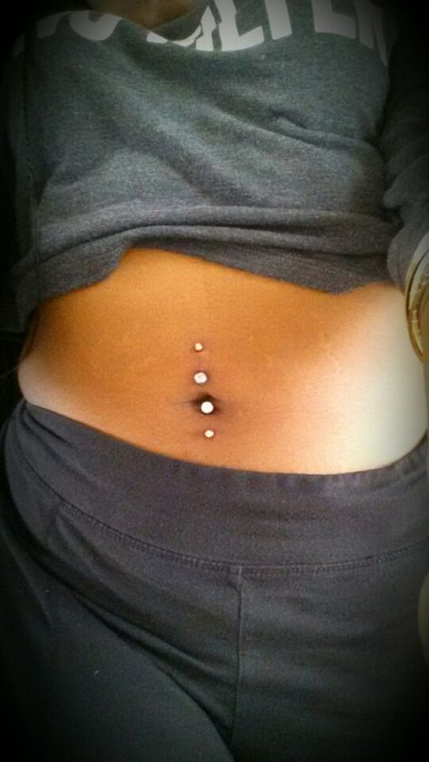 Double navel piercings Belly Button Piercing Top And Down, Two Belly Button Piercings, Upper And Lower Belly Button Piercing, Double Pierced Belly Button, Inverted Navel Piercing, Triple Navel Piercing, Inverse Navel Piercing, Belly Button Piercing Double, Belly Button Piercing Outtie