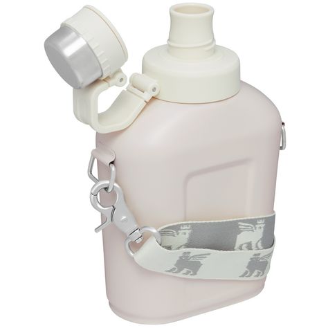 Canteen Bottle, Slide In, Black Stainless Steel, Compact Design, Glamping, Black Cream, Hands Free, Rose Quartz, Carry On