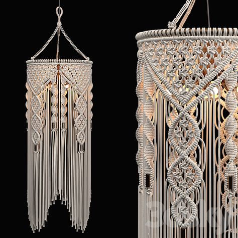 3d models: Pendant light - Macrame Pendant Light -2 Macrame Pendant Light, Macrame Light, Macrame Chandelier, Macrame Lamp, Fine Art Lamps, Macrame Mirror, Macrame Pendant, Diy Crafts Room Decor, Macrame Design