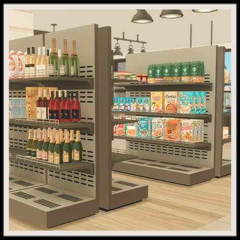 grocery+ supermarket ♡ | Patreon Modern Supermarket, Jius Sims, Lotes The Sims 4, The Sims 4 Lots, Grocery Supermarket, Supermarket Design, Tudor Style Homes, Sims 4 House Design, Sims Building