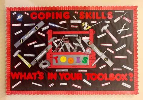 Coping Skills Bulletin Board, Office Morale, Morale Ideas, School Counseling Bulletin Boards, Counseling Bulletin Boards, Interactive Bulletin Boards, Health Fair, School Social Work, Counseling Activities