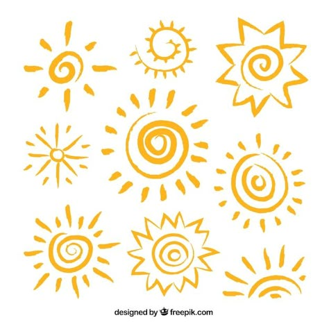 Soles abstractos | Premium Vector #Freepik #vector #sol #sol-dibujo #rayos-sol #dibujos-abstractos Sun Designs Drawing, Sunshine Drawing Simple, Simple Sun Design, Cute Sun Drawing, Sun Drawing Simple, Sun Aesthetic Art, Sun Painting Ideas, Sun Drawing Design, Line Art Sun