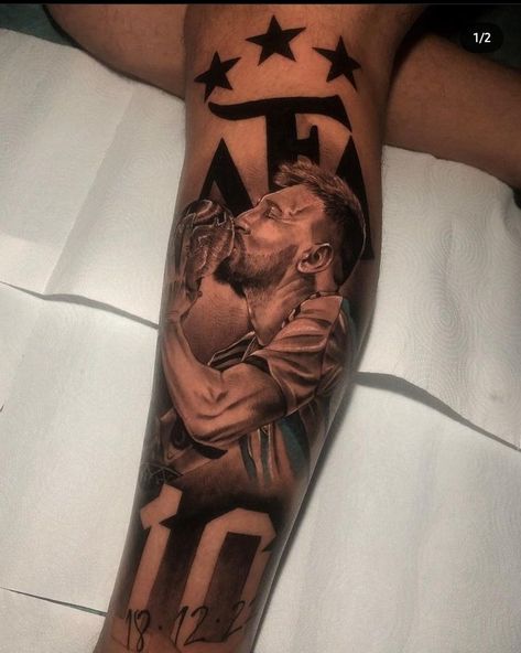 Messi’s Tattoo, Messi World Cup Tattoo Ideas, Leo Messi Tattoo Ideas, Messi Tattoo World Cup, Messi World Cup Tattoo, Messi Tatoos, Leo Messi Tattoo, Messi Tattoo Design, Messi Leg Tattoo