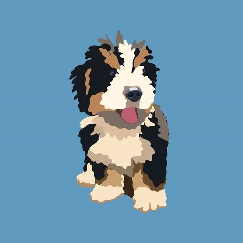 130 Likes, 3 Comments - digitalprocreator (@hormonalrice) on Instagram: “Commission for @harley_hite 🐶 Swipe to see original >> . #bernedoodle #bernedoodlesofinstagram…” Drawing Commissions, Dog Drawing, Digital Portrait, Drawings, Dogs, On Instagram, Instagram