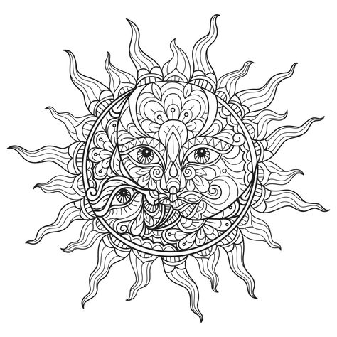 Sun and moon hand drawn for adult coloring book Design Fabric Textiles, Modern Quotes, Sketch Illustration, Mens Sleeve, Coloring Book Art, Color Palette Generator, Holiday Illustrations, Photo Images, Sun And Moon