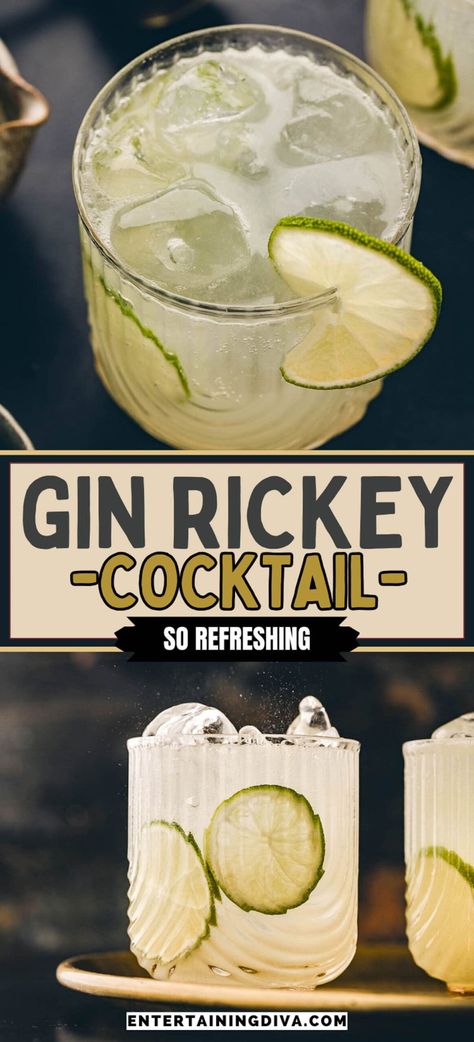 Gin Rickey Cocktail | Easy Recipes Gin And Tonic Variations, Gin Ricky, Gin And Juice Recipe, Gin Rickey Recipe, Rickey Cocktail, Gin And Tonic Recipe, Gin Rickey, Limeade Recipe, Tonic Recipe