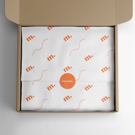 Totally loving Orange! 🧡 Tissue paper design for @meshieco #branddesigns #graphicdesigns #branddesignstudio ( Brand Design Studio, Graphic Design ) Tissue Paper Design Packaging, Tissue Paper Design, Orange Tissue Paper, Business Idea, Custom Branding, Brand Designer, Paper Box, Brand Design, Paper Design