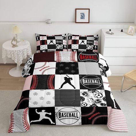 Amazon.com: Erosebridal Kids Baseball Comforter Set Softball Bedding Set Sports Game Quilted Comforter for Boys Patchwork Down Comforter for Baseaball Player Gift, Red Black Gray Queen Size : Home & Kitchen Softball Bedding Set, Baseball Comforter, Baseball Bed, Boys Bedding Sets, Black Duvet Cover, Duvet Cover, Bed Comforter Sets, Quilt Comforter, 3d Print