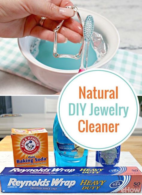 Clean your jewelry without using harsh chemicals at home! #GoldJewelry Diy Jewelry Cleaner, Natural Jewelry Cleaner, Homemade Jewelry Cleaner, Jewelry Cleaner Diy, Clean Baking Pans, Cleaning Painted Walls, Glass Cooktop, Deep Cleaning Tips, Natural Diy