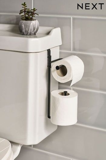 Toilet Roll Holders | Free Standing & Wall Mounted | Next UK Space Saving Toilet And Sink, Small Toilet Room Downstairs Loo, Small Wc, Understairs Toilet, Toilet Roll Holder Black, Apartments Ideas, Cloak Room, Loo Roll Holders, Small Downstairs Toilet