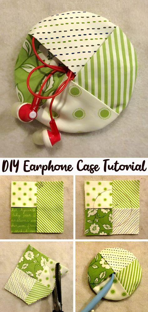 Earphone Case DIY Tutorial Earbud Pouch Diy, Earbud Case Sewing, Diy Earphone Holder, Diy Earbud Case, Diy Earphone Case, Earbud Holder Diy, Earphones Diy, Earbud Pouch, Diy Pouch Tutorial