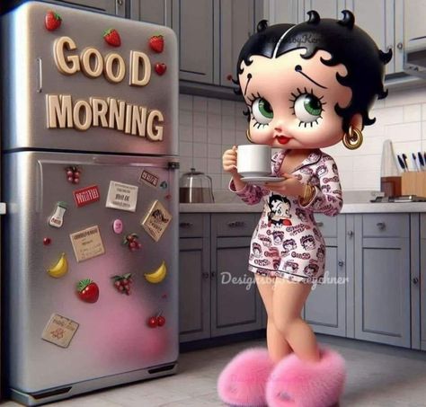 Red Prada Bag, Betty Boop Coffee, Cute Morning Quotes, Day And Night Quotes, Betty Boop Pink, Betty Boop Tattoos, Good Morning Wishes Friends, Betty Boop Figurines, Sugar Skull Artwork