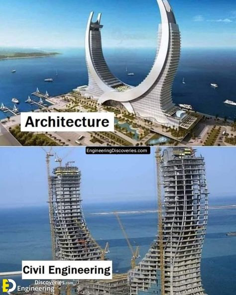 Differences Between Architect And Civil Engineer In Construction Project - Engineering Discoveries Ing Civil, Civil Engineering Projects, Architecture Blueprints, Civil Engineering Construction, Civil Engineering Design, Building Foundation, Warehouse Design, Architectural Engineering, Civil Engineer