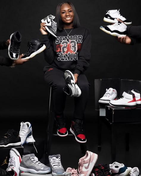 Sneaker Ball Photoshoot Ideas, 2024 Senior Picture Ideas High School, Jordan Year Photoshoot, Sneakerhead Photoshoot, Graduation Photoshoot Ideas High School, Jordan Year Birthday 23 Photoshoot, Jordan Photoshoot Photo Ideas, 2024 Senior Pictures, Graduation Things