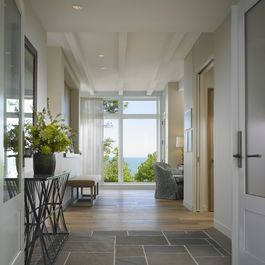 Robbins Architecture Grey Bathroom Floor, Vstupná Hala, Entryway Tile, Modern Hall, Foyer Flooring, Entryway Flooring, Natural Stone Flooring, Large Tile, Slate Flooring