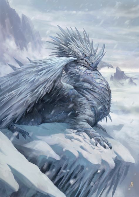 ArtStation - Ice Dragon , Matteo Spirito Elemental Dragons, Mythical Dragons, Ice Dragon, Beast Creature, Dragon Artwork Fantasy, Dnd Dragons, Using Procreate, Cool Dragons, Creature Artwork