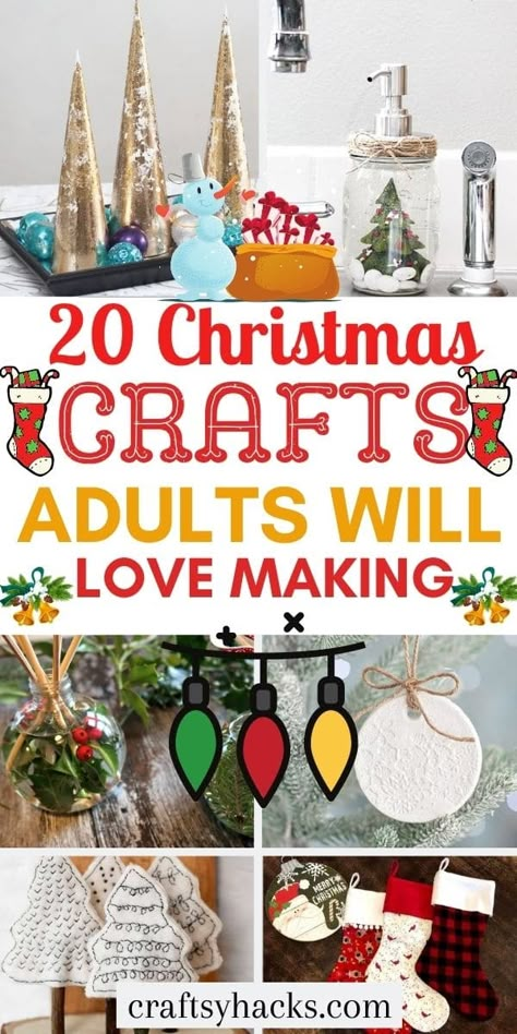 You can get your home holiday-ready when you create these wonderful Christmas crafts for adults. Enjoy crafting these Christmas projects for the home with your friends and family this holiday season. What a fun way to transform your Christmas decor. #Christmas #Crafts Christmas Crafts Adults, Easy Christmas Crafts For Adults, Family Christmas Crafts, Crafts Adults, Christmas Crafts To Sell, Holiday Crafts Diy, Christmas Crafts For Adults, Christmas Craft Projects, Handmade Christmas Crafts