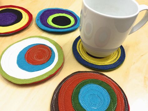 Val's Corner: Fun Felt Coasters Felt Coasters Diy, Coasters Diy, Felt Coasters, Sewing To Sell, Bead Loom Designs, Loom Designs, Diy Coasters, Super Excited, Loom Beading