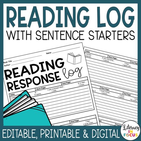 7 Reasons to Use Reading Response Logs | Literacy In Focus Reading Log Template, Reading Response Worksheets, Reciprocal Teaching, Active Reading Strategies, Text To Text Connections, Reading Task Cards, Reading Process, Fluency Passages, Reading Stations