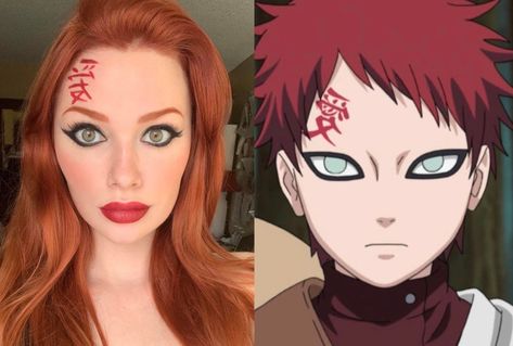 Naruto Inspired Makeup, Anime Character Makeup, Naruto Makeup, Anime Makeup Ideas, Artistic Make Up, Makeup Avant Garde, Gaara Cosplay, Makeup Witch, Makeup Anime