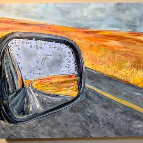 Car Mirror Painting, Mirror Reflection, Mirror Painting, Seascape Paintings, Side Mirror, Car Mirror, Rearview Mirror, Rear View Mirror, Art Works