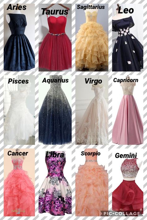 Zodiac Signs Outfits Aesthetic, Zodiac Signs Clothes Style, Zodiac Signs Clothes, Zodiac Dresses Drawing, Outfits Based On Your Zodiac Sign, Clothes Based On Zodiac Sign, Zodiac Dresses, Zodiac Signs Outfits Style Inspiration, Zodiac Charts